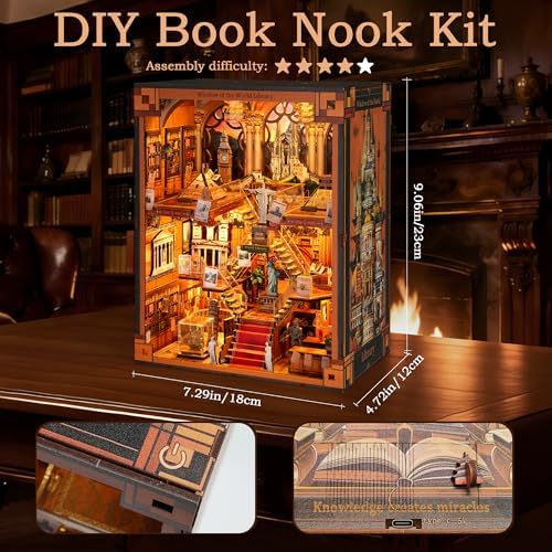 NookMaster Book Nook Kit with LED | Miniature House Kit for Adults - Image 3