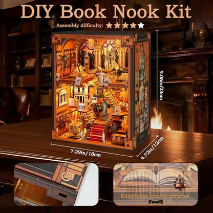NookMaster Book Nook Kit with LED | Miniature House Kit for Adults - Image 3