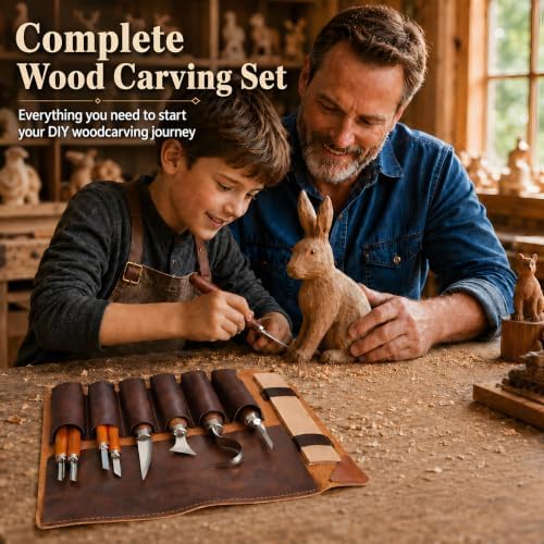 26 in 1 Complete Wood Carving Kit for Beginners with Leather Storage Bag - Image 2