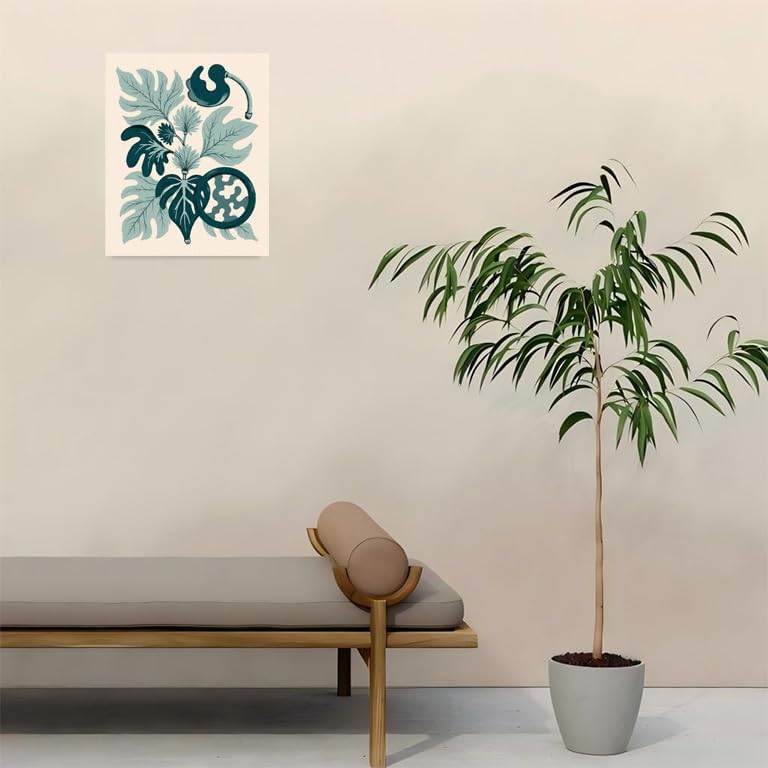 Sceorixa Floral Paint by Numbers Kit for Adults - DIY Teal Botanical Leaves Painting On Canvas 16X20 Inches, Acrylic Paint Set, Suitable for Beginners, Wall Art Decor for Home Decor Or Gift, Unframed - Image 4
