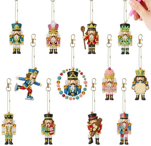LAKEQUILL Holiday Soldier 12 Pcs 5D Diamond Painting Keychain Kit by Unknown