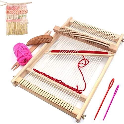Weaving Loom Kit,Wooden Multi-Craft Weaving Loom Tapestry Loom Large Frame 9.85x 15.5inch,DIY Hand-Knitting Weaving Machine with Loom Stick Bar for Kids, Adult and Beginners Handcraft Loom by Unknown