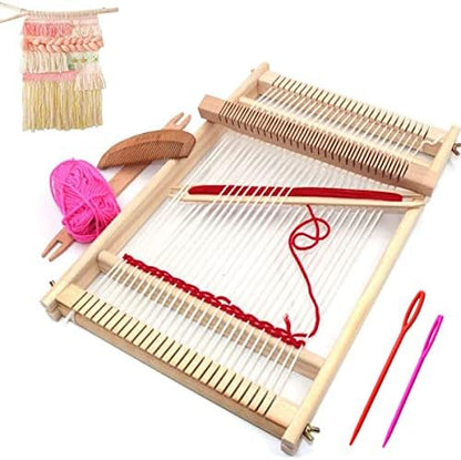 Weaving Loom Kit,Wooden Multi-Craft Weaving Loom Tapestry Loom Large Frame 9.85x 15.5inch,DIY Hand-Knitting Weaving Machine with Loom Stick Bar for Kids, Adult and Beginners Handcraft Loom by Unknown