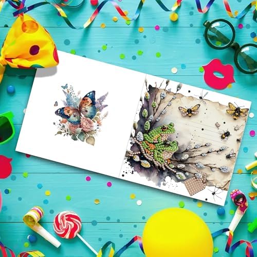 DIZAKIM 6-Piece Christmas-Themed Diamond Painting Greeting Cards Christmas Eve DIY Craft Kit Birthday Gift (Insects) - Image 4