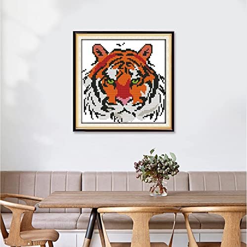 ITSTITCH Stamped Cross Stitch Kits for Beginners,Full Range of Crossstitching Kits Preprinted Pattern for Adults, Embroidery Needlepoint Starter Kits 11ct 3 Strands -Tiger,8.7x8.7 inch - Image 2