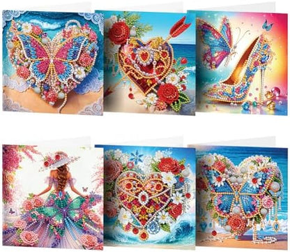 C'eitura Jeweled Diamond Art Painting Greeting Cards, 6Pcs DIY Card Kit by C%27eitura