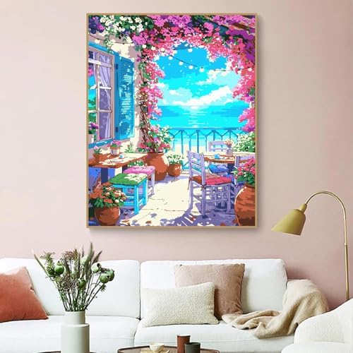 ZRIZQ Paint by Numbers Kit for Adults Beginner,Flowers Home,16x20 - Image 3