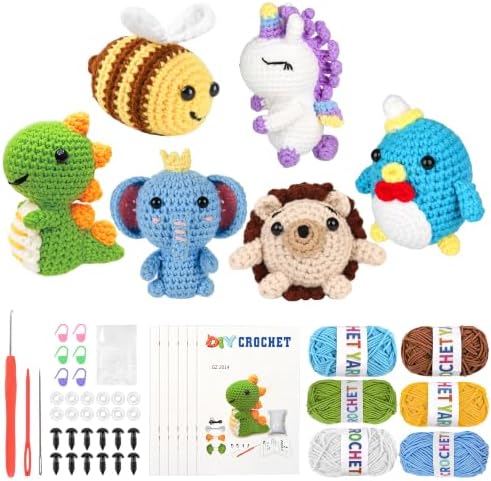 hisucbetter 6Pcs Beginner Crochet Starter Kit, Creative Birthday Gifts for Adults & Kids, Popular DIY Patterns, 40% Extra Yarn Crochet Animals Kits with Step-by-Step Video Tutorials - Image 2