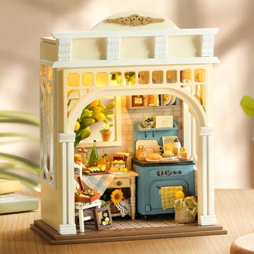 DIY Miniature Dollhouse with LED Lights, Wooden Dollhouse Book Nook Kit for Desktop, Bookshelf Decor, Gifts for Friends, Family (Sunshine Season) - Image 3