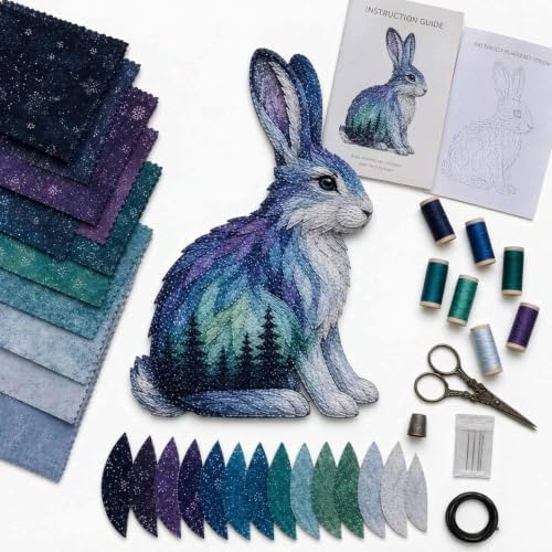 Northern Lights Wildlife DIY Patchwork Kit, Creative Layered Fabric Animal Craft, DIY Northern Lights Patchwork Sewing Kit, Handmade Home Decor Project, Unique Gift for Craft Lovers (#H) by Unknown