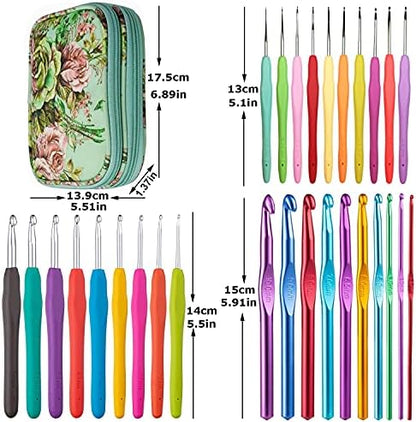 Mdoker 100pcs Crochet Hooks Set in Case Ergonomic Soft Grip Handles Weave Yarn Knitting Needles Kit and Crochet Needle Accessories Crochet Kit Complete Set for Beginners and Experienced Lover - Image 2