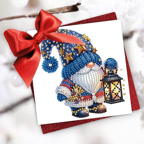 6Pcs Christmas Greeting Card DIY Diamond Art Painting Greeting Cards Blessing Folding Card Kit with White Envelopes Diamond Arts Crafts for Birthday Festival Gift-Goblin02 - Image 4