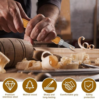 Wood Carving Kit, Wood Carving Tools Wood Carving Knife with Basswood Blocks Woodworking Widdle Gift for DIY Beginners Adults (22 PCS) - Image 5