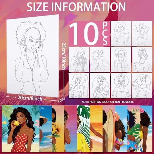 Nuberlic 10Pcs Pre Drawn Canvas to Paint for Adults Sip n Paint Girls - Image 2