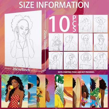 Nuberlic 10Pcs Pre Drawn Canvas to Paint for Adults Sip n Paint Girls - Image 2
