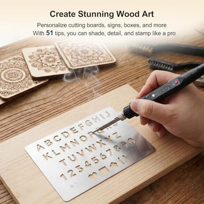 Professional Wood Burning Kit, 60 Pcs Adjustable Temperature Wood Burning Pen Set - Ultimate DIY Wood Burning Tool in Premium Metal Case, Ideal Gift for Pyrography, Wood, Leather, Carving, Soldering - Image 5