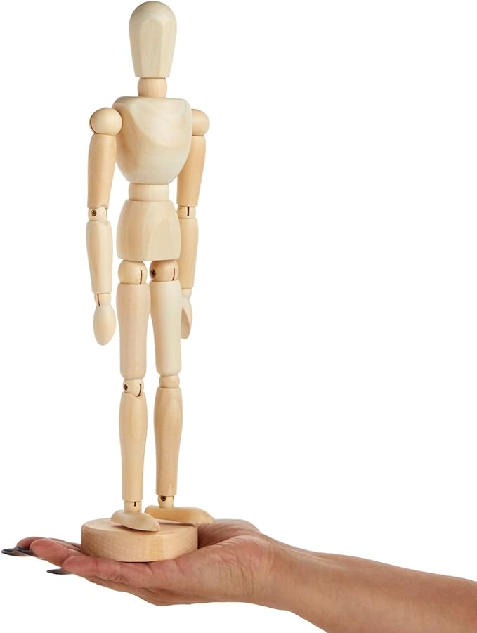 3 Pack Posable Art Figure Model, Flexible Wooden Drawing Mannequin for Artists, Sketching (13 in)