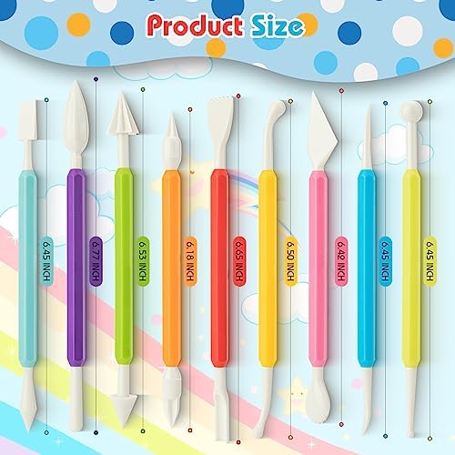 UUSYCUN 9PCS Clay Tools for Kids & Adult, UUSYCUN Plastic Air Dry Clay Tool Kit, Double-Head Sculpting Tools for Pottery, Polymer, Air Dry Clay, Modeling, Shaping, Cake Decoration - Image 3