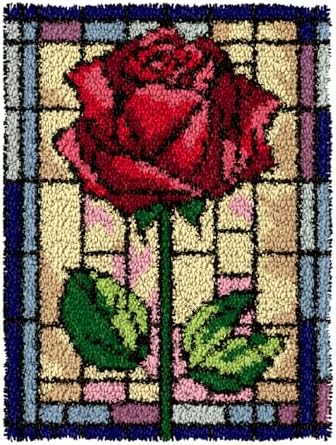 Latch Hook Kits for Adults Kids Rug Tapestry Kits with Printed Canvas DIY Embroidery Kits Festival Gifts Home Decoration (Flower) by Unknown