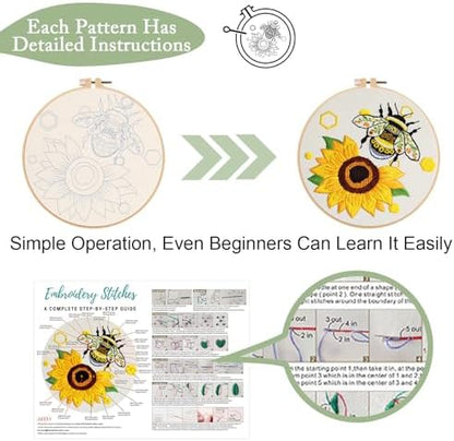 Nuberlic 3 Pack Embroidery Kit for Beginners with Bee Pattern - Image 5