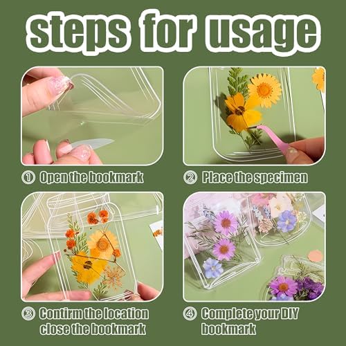 Large Size Transparent Dried Flower Bookmarks, 40 PCS Handmade DIY Flower Page Clips,World in Bottle-Making Stunning Herbarium(Glass Bottle and Wishing Bottle) - Image 4