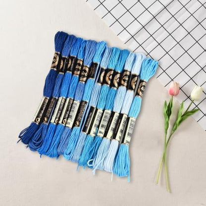 12 Skeins Blue Gradient Embroidery Thread Floss for Hand Sewing - Image 3