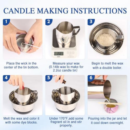 SUPERSUN Candle Making Kit for Adults, DIY Candle Making Supplies for Adults, Beginners, Include Beeswax, Candle Tins, Wicks, Essential Oils, Dyes, DIY Candle Making Set Gift for Christmas - Image 5