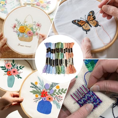 12 Skeins 105 Yards Cross Stitch Floss Variegated Friendship Bracelet String 6 Ply Polyester Colorful Gradient Embroidery Thread for Sewing Making Needlecraft Knitting Clothes Stitching DIY - Image 5