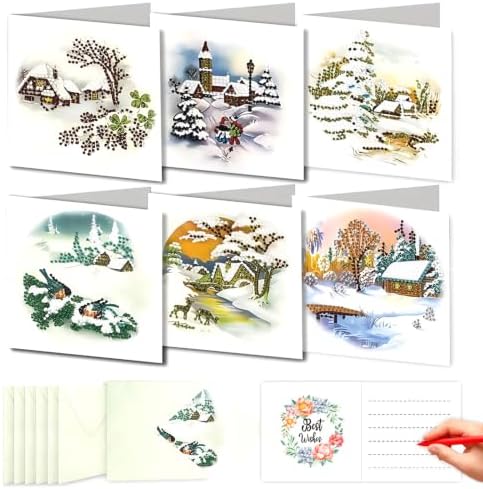 DDGYP 6Pcs Christmas Diamond Art Cards Kit with Envelopes by DDGYP