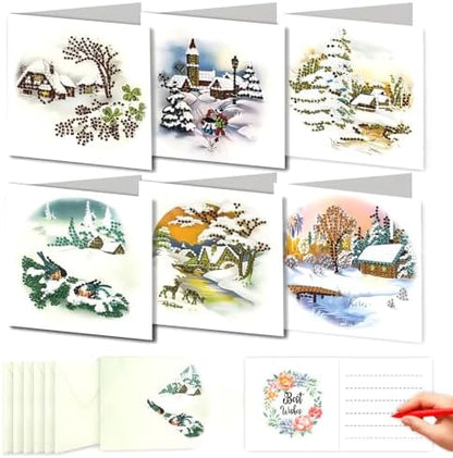 DDGYP 6Pcs Christmas Diamond Art Cards Kit with Envelopes by DDGYP