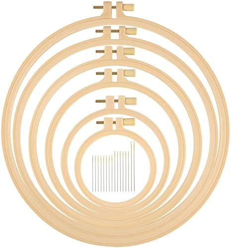 6 Pcs Embroidery Hoop, Round Plastic Cross Stitch Hoop with 16 Needles (3.6In to 10.7 in), Small Embroidery Hoop, Cross Stitch Hoops and Frames, Suitable for Embroidery, Craft Sewing by Phinus