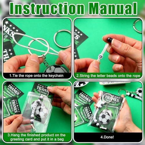 Suncalla 984 Pcs 24 Set Soccer Bead Keychain Making Kit DIY Sports Crafts - Image 2