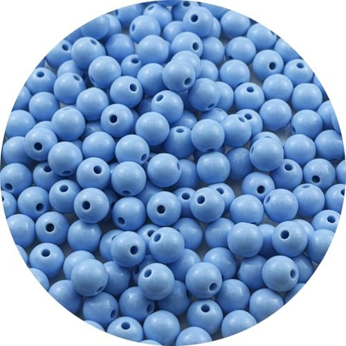 200pcs Acrylic Round Beads for Crafts 10mm Resin Candy Color Spacer Beads with Hole for Jewelry Making Sewing Crafts Decoration Necklaces Bracelets Earrings Supplies(Blue) by Unknown