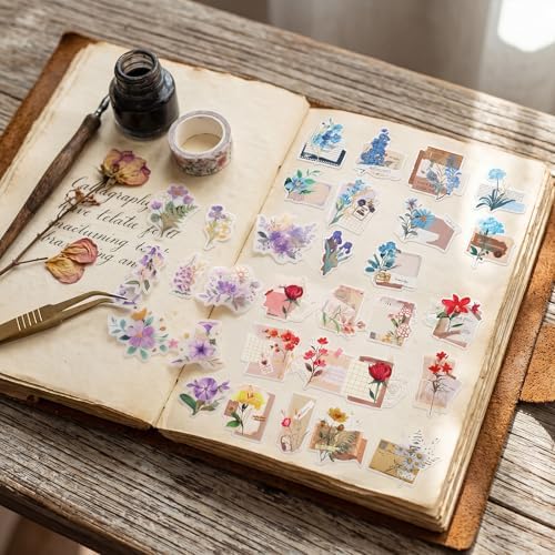 Pengxiaomei 210 Flower Stickers, Self-Adhesive Scrapbooking Stickers - Image 5