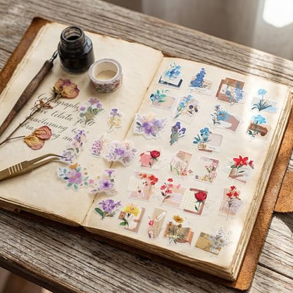 Pengxiaomei 210 Flower Stickers, Self-Adhesive Scrapbooking Stickers - Image 5