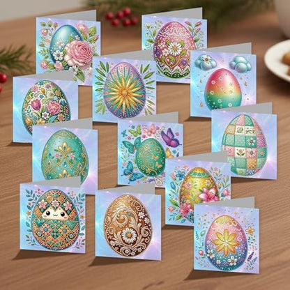 Diamond Painting Greeting Cards 12 Pack Easter Egg DIY Kit with Special Shaped Rhinestones, Thick Cardboard, Envelopes Included, Handmade Craft for Adults, Spring Holiday Gift - Image 4