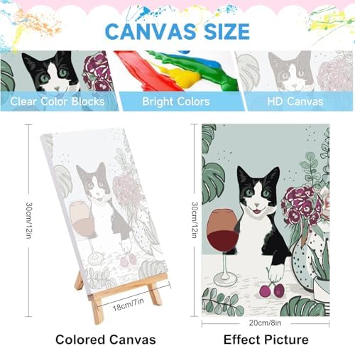 JULOUYN 4 Pack Adult Paint by Number Kits Cat with Framed 8x12 in - Image 2