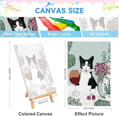 JULOUYN 4 Pack Adult Paint by Number Kits Cat with Framed 8x12 in - Image 2