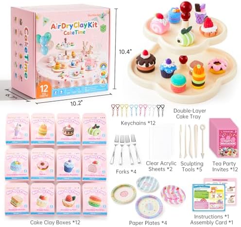 Shuttle Art Air Dry Clay for Kids - Cake Time, 52 PCS Modeling Clay Kit with Sculpting Tools and Tutorials, Safe & Non-Sticky, Craft Gifts for Boys & Girls - Image 3