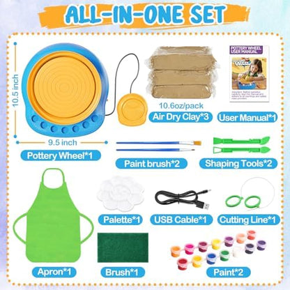 Pottery Wheel, Arts and Crafts for Kids Ages 8-12, Pottery Wheel Kit for Kid, Complete DIY Clay Wheel Pottery Kit for Beginners, Kid Crafts Toys Gift for Girl Boys 6-8 8-12 Year Old Christmas Birthday - Image 6