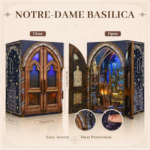 MiniCity 2-Pack DIY Book Nook Kits, Pantheon and Notre-Dame Models with LED - Image 5