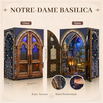 MiniCity 2-Pack DIY Book Nook Kits, Pantheon and Notre-Dame Models with LED - Image 5