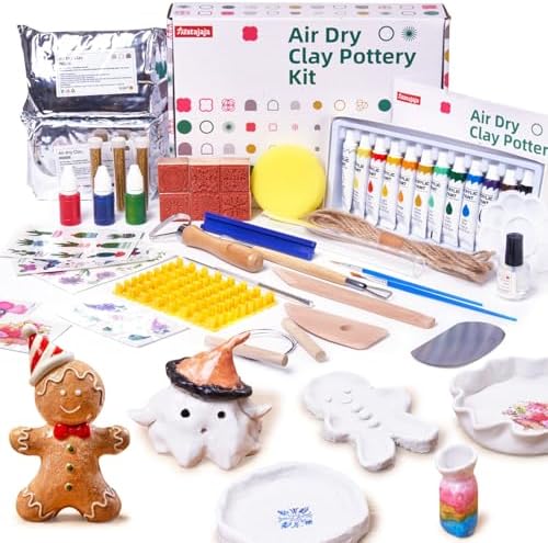 Air Dry Clay Kit for Adults, Pottery Kit for Beginners, 48 PCS Clay Kit with Acrylic Paints, Stamps, Sculpting Tools & Step-by-Step Guide - Crafts for Birthdays Xmas Gift & Decor by Unknown