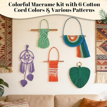 Ecoofor Macrame Kits for Beginners with 366 Feet 3 mm Macrame Cotton Cord, DIY Plant Hanger Kit with Supplies and Instructions, Macrame Beads, Wooden Rings, Dream Catcher Rings - Image 5