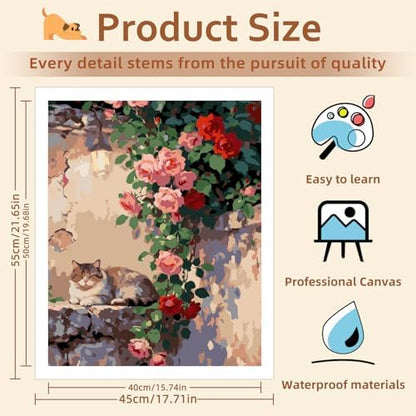 Reivworl Cat Paint by Numbers Kits for Adults, Cat Paint by Number for Adult, Painting by Number Kits for Gifts and Wall Decor 16x20Inch - Image 4