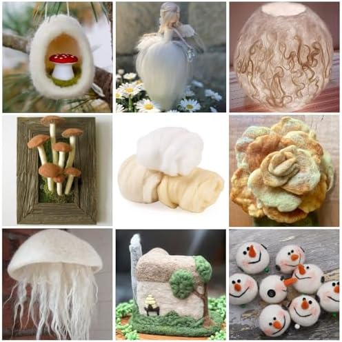 60G Needle Felting Wool White Wool Roving for Needle Felting Multicolor Yellow Soft Spinning Wool Bulk for Felting DIY Crafts Hand Spinning Supplies - Image 3