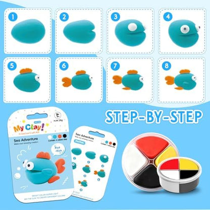 Air Dry Clay Kit for Kids -12 Marine Animals‌ Theme Colored Clay Sculpting kit, Ultra Light DIY Model Magic Clay with Sculpting Tools and Tutorials, Soft & Non-Sticky, Arts and Crafts Gift for Kids - Image 4