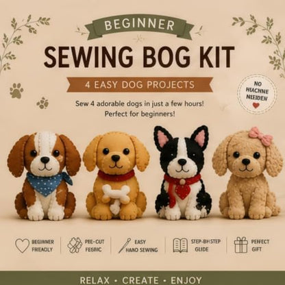 Sewing Kit for Beginners, DIY Felt Sewing Craft Kit with Pre-Cut Fabric & Instructions, Handmade Plush Animal Craft Set for Adults & Teens (Bird) (Dog) - Image 5