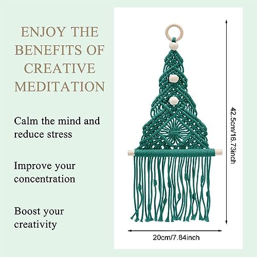 INFUNLY Christmas Tree Macrame Kit Winter DIY Macrame Kit for Adult Beginners Green Xmas Tree Macrame Wall Hanging Macrame Cord Kit for Christmas Halloween Home Room Decor with Instruction - Image 3