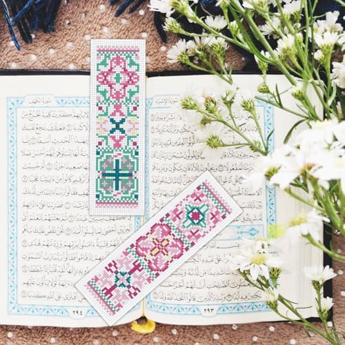 BEUNITONE Cross Stitch Bookmark Kits 6 Pcs Variegated Flowers DIY Bookmarks Cross Stitch Set for Adults Beginners Hand Embroidery Set Traditional Decorative Patterns Craft Kits for Gifts 8''x2.4'' - Image 6